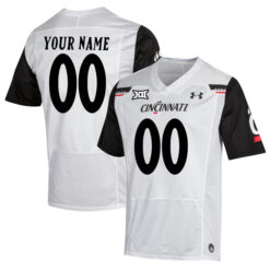 Custom Cincinnati Bearcats Football White Away Game Jersey - All Stitched