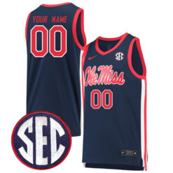Custom Ole Miss Rebels Basketball Navy Game Jersey - All Stitched