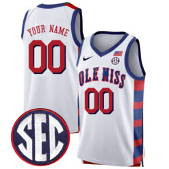 Custom Ole Miss Rebels Basketball White Jersey - All Stitched