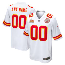 Custom Kansas City Chiefs White Super Bowl LIX Game Jersey - All Stitched