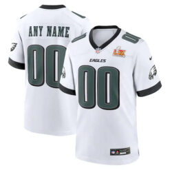 Custom Philadelphia Eagles White Super Bowl LIX Game Jersey - All Stitched