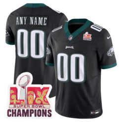 Custom Philadelphia Eagles Black Super Bowl LIX Vapor F.U.S.E Limited Jersey - All Stitched