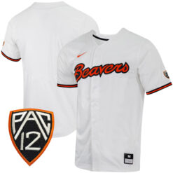 Oregon State Beavers Baseball White Full Button Jersey - All Stitched