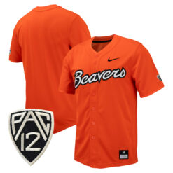 Oregon State Beavers Baseball Orange Full Button Jersey - All Stitched