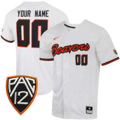 Custom Oregon State Beavers Baseball White Full Button Jersey - All Stitched