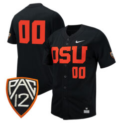 Custom Oregon State Beavers Baseball Black Full Button Jersey - All Stitched