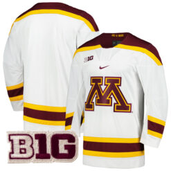 Minnesota Golden Gophers Hockey White Jersey - All Stitched