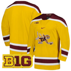 Minnesota Golden Gophers Hockey Gold Jersey - All Stitched