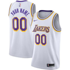 Custom Los Angeles Lakers White Association Edition Jersey - All Stitched