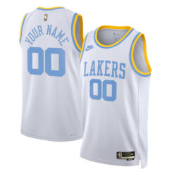 Custom Los Angeles Lakers White/Blue Classic Edition Jersey - All Stitched