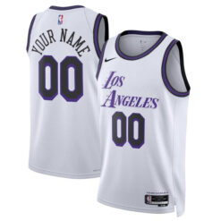 Custom Los Angeles Lakers 2022/23 White City Edition Jersey - All Stitched