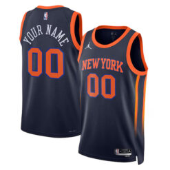 Custom New York Knicks Navy Statement Edition Jersey - All Stitched