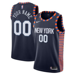 Custom New York Knicks 2019/20 Navy City Edition Jersey - All Stitched