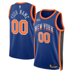 Custom New York Knicks 2023/24 Royal Blue City Edition Jersey - All Stitched