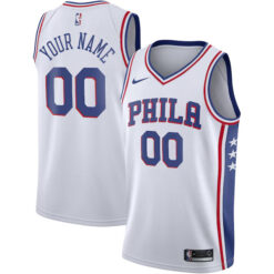 Custom Philadelphia 76ers White Association Edition Jersey - All Stitched
