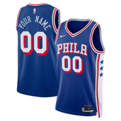 Custom Philadelphia 76ers Royal Blue Icon Edition Jersey - All Stitched