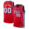 Custom Philadelphia 76ers Red Statement Edition Jersey - All Stitched