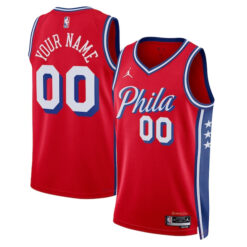 Custom Philadelphia 76ers Red Statement Edition Jersey - All Stitched