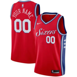 Custom Philadelphia 76ers Red Statement Edition Jersey - All Stitched