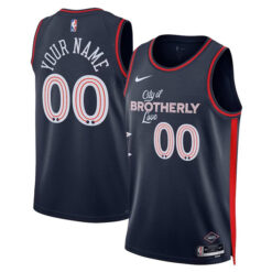 Custom Philadelphia 76ers 2023 Navy City Edition Jersey - All Stitched