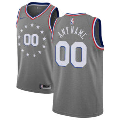 Custom Philadelphia 76ers 2018/19 Charcoal City Edition Jersey - All Stitched