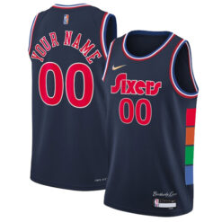 Custom Philadelphia 76ers Navy City Edition Jersey - All Stitched
