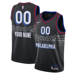 Custom Philadelphia 76ers Black City Edition Jersey - All Stitched