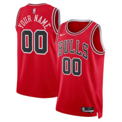 Custom Chicago Bulls Red Icon Edition Jersey - All Stitched