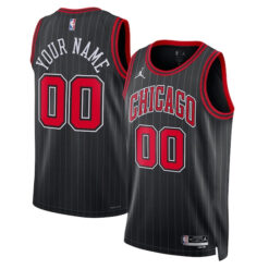Custom Chicago Bulls Black Statement Edition Jersey - All Stitched