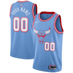 Custom Chicago Bulls Light Blue City Edition Jersey - All Stitched