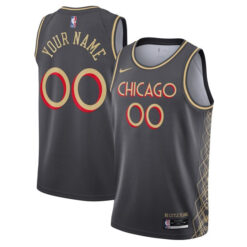 Custom Chicago Bulls Charcoal City Edition Jersey - All Stitched