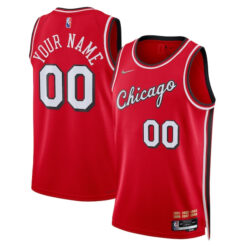 Custom Chicago Bulls Red City Edition Jersey - All Stitched