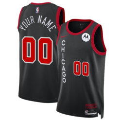 Custom Chicago Bulls Black City Edition Jersey - All Stitched