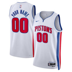 Custom Detroit Pistons White Association Edition Jersey - All Stitched