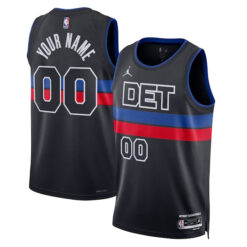 Custom Detroit Pistons Black Statement Edition Jersey - All Stitched
