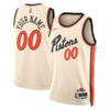 Custom Detroit Pistons Cream 2024/25 City Edition Jersey - All Stitched