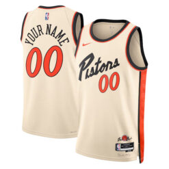 Custom Detroit Pistons Cream 2024/25 City Edition Jersey - All Stitched