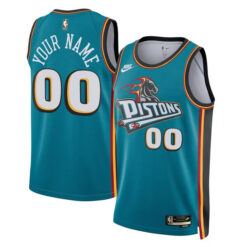 Custom Detroit Pistons Teal 2022/23 Classic Edition Jersey - All Stitched