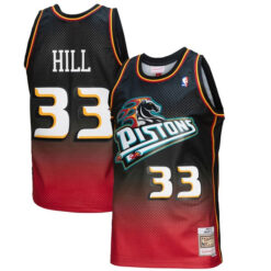 Grant Hill Detroit Pistons Red Black 1999/00 Hardwood Classics Jersey - All Stitched