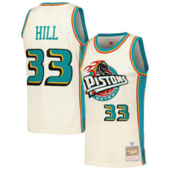 Grant Hill Detroit Pistons Cream Hardwood Classics Jersey - All Stitched