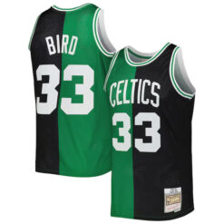 Larry Bird Boston Celtics Black/Green Split 1985/86 Hardwood Classics Jersey - All Stitched