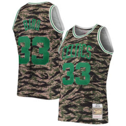 Larry Bird Boston Celtics Camo Tiger 1985/86 Hardwood Classics Jersey - All Stitched