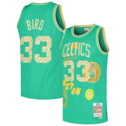 Larry Bird Boston Celtics Green Sidewalk Sketch 1985/86 Hardwood Classics Jersey - All Stitched