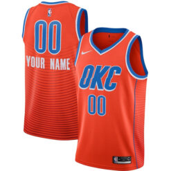 Custom Oklahoma City Thunder Orange Statement Edition Jersey - All Stitched