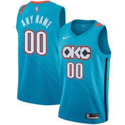 Custom Oklahoma City Thunder Turquoise 2018/19 City Edition Jersey - All Stitched