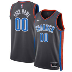 Custom Oklahoma City Thunder Charcoal 2022/23 City Edition Jersey - All Stitched