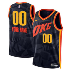Custom Oklahoma City Thunder Navy 2023/24 City Edition Jersey - All Stitched