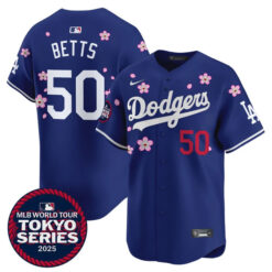 Mookie Betts Los Angeles Dodgers Royal Blue Tokyo Series Jersey - All Stitched