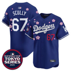 Vin Scully Los Angeles Dodgers Royal Blue Tokyo Series Jersey - All Stitched