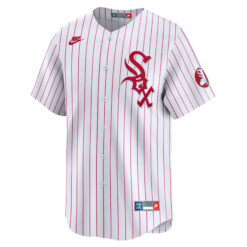 Alternative view of Carlton Fisk Chicago White Sox Red Pinstripe Throwback Jersey - All Stitched